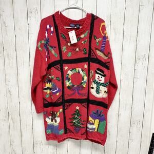 Vintage 90s Honors Plus Sweater Women 22W 24W Red Cable Knit Christmas Holiday